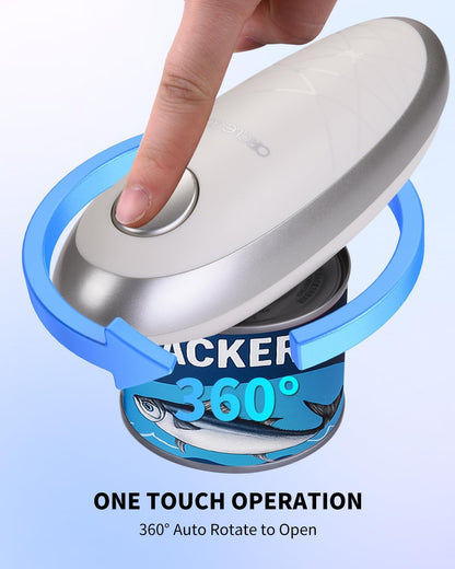 CIRCLE JOY Electric Can Opener, One-Touch Automatic Can Opening with Smooth Edges, Food Safety Handheld Battery-Operated Can Opener for Kitchen and Seniors, Blue