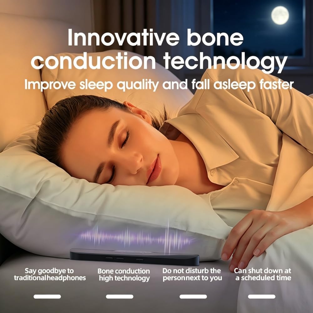 Pillow Speaker for Sleeping, Mini Bone Conduction Portable Sleep Aid with Stereo Bass, Bluetooth Sleep Bar for Deep Sleeping with White Noise, with Volume Control-Supports TF Function 1
