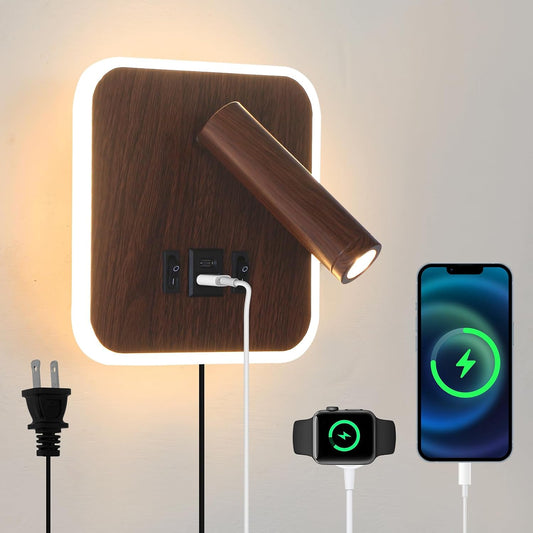 Plug in Wall Sconce with Wall Mounted Reading Lights with Switch