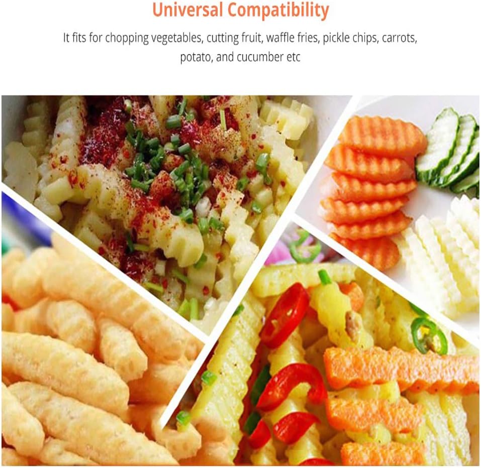 Crinkle Cut Knife set, 1 Fork Slicing Helper 3 Stainless Steel Crinkle Cutter, Fruit And Vegetable Wavy Chopper Knife, Potato Cutter Onion Cutter Fren