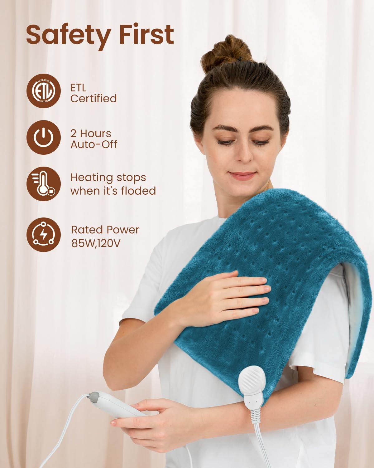 RENPHO Electric Heating Pad for Back with 10 Heat Levels, FSA Eligible HSA | Fit for Neck, Shoulder, Knee, Arm & Leg, Birthday Gift for Women, Men, Mom & Dad, HSA Approved, ETL Certified, 12 x 24", Gray