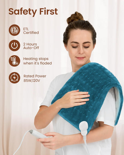 RENPHO Electric Heating Pad for Back with 10 Heat Levels, FSA Eligible HSA | Fit for Neck, Shoulder, Knee, Arm & Leg, Birthday Gift for Women, Men, Mom & Dad, HSA Approved, ETL Certified, 12 x 24", Gray