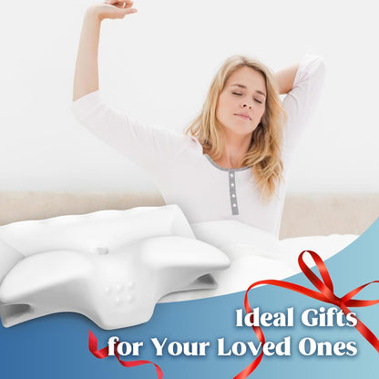 Cervical Pillow for Neck Pain Relief, Cooling Contour Memory Foam Pillows Support Odorless Ergonomic Neck Pillow Adjustable Orthopedic Bed Pillow for Side Back Stomach Sleeper with Pillowcase,Snow