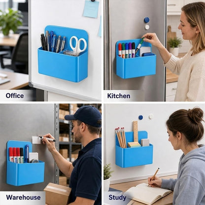 Magnetic Pencil Pen Holder, 2 PCS Magnetic Dry Erase Marker Holder for Whiteboard, Black White Magnet Storage Pencil Cup Case Fridge Organizers Locker Accessories for Office School Teacher Must Haves