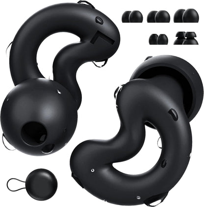 Sleep Ear Plugs for Sleeping,Noise Reduction NRR40dB,Reusable Earplugs for Sleep,Side Sleepers,Snoring Reducing,XS/S/M/L Tips and Carrying Case Black