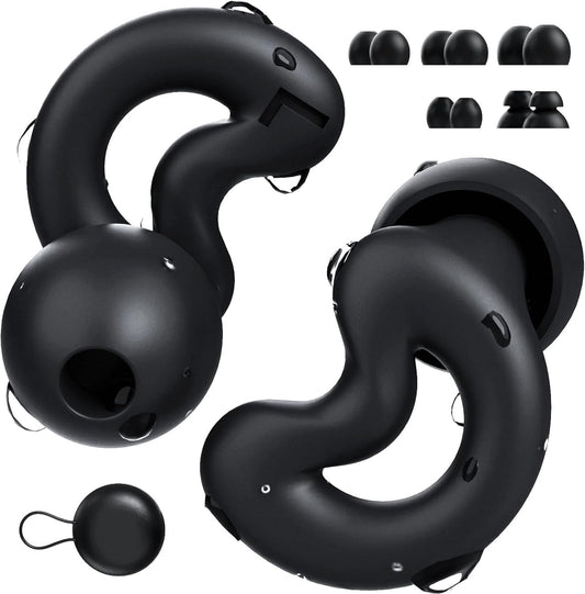 Sleep Ear Plugs for Sleeping,Noise Reduction NRR40dB,Reusable Earplugs for Sleep,Side Sleepers,Snoring Reducing,XS/S/M/L Tips and Carrying Case Black