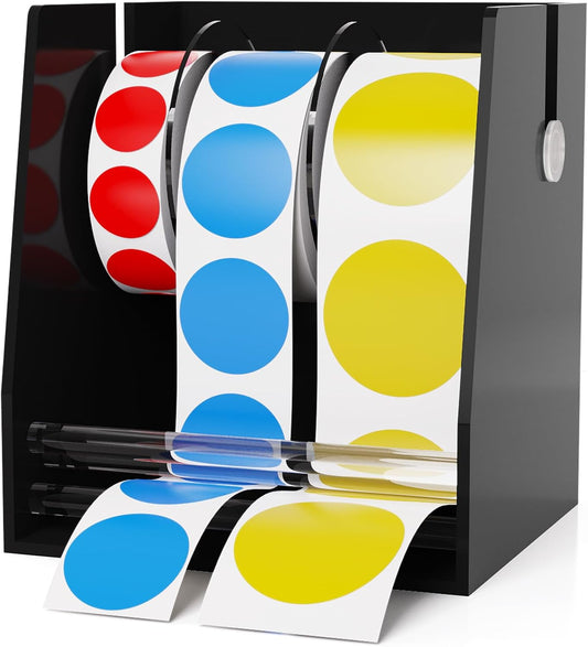 Sticker Dispenser Adjustable Label Roll Holder 2 Divider Disks