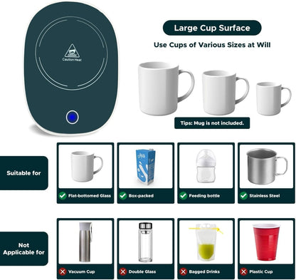 Smart Coffee Mug Warmer & Mug Set for Desk, Electric Coffee Cup Warmer with Auto Shut Off, 55°C Temperature Coffee Mug Warmer Heater, Ceramic Cup, Home, Office - Ideal Gift for Coffee & Tea