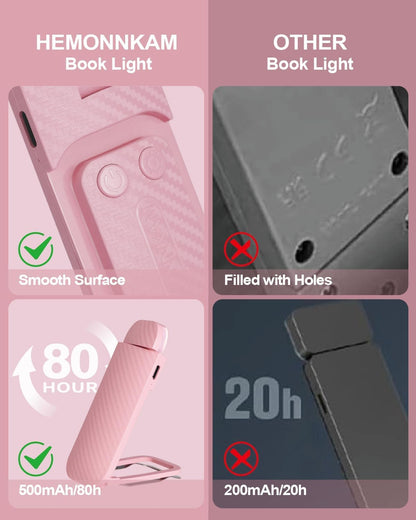 HEMONNKAM Book Reading Light, Rechargeable Clip on Booklight, Eye Caring 3 Color Temperatures & 5 Brightness Levels, Night Use for Bed, Long Lasting, Reading at Night in Bed, Romantic Purple