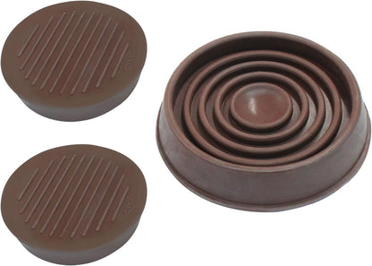 Hordion 4PCS 1-3/4" Furniture Caster Cups, Round Rubber Furniture Pad Brown | Non-Slip Floor Protector for Couch Table Chair Cabinet