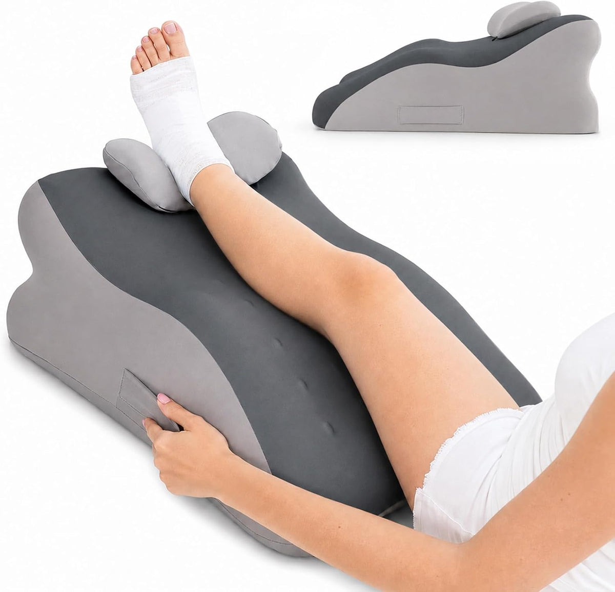 Compact Leg Elevation Pillow, Adjustable Height for After Surgery