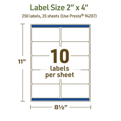 Avery Dissolvable Rectangle Labels, Sure Feed Technology, 2" x 4", Matte White, Laser/Inkjet Printable, 100 Labels Total, Freezer-Safe, Microwave-Safe, Refrigerator-Safe