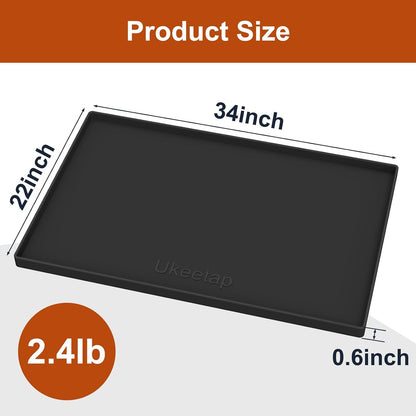 34" x 22" Extra Thick Silicone Mat Waterproof with Raised Edge, | Under Sink Mat for Kitchen & Bathroom, Kitchen Cabinet Liner, Multi-Purpose for Storage & Protection