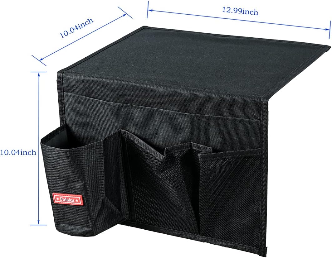 Bedside Caddy,Bedside Organizer Caddy Under Mattress,Holds Magazines,Books (4 Pockets-Grey)
