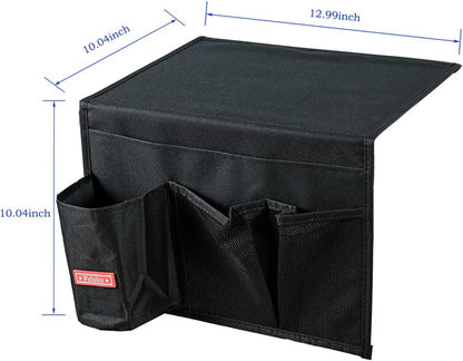 Bedside Caddy,Bedside Organizer Caddy Under Mattress,Holds Magazines,Books (4 Pockets-Grey)