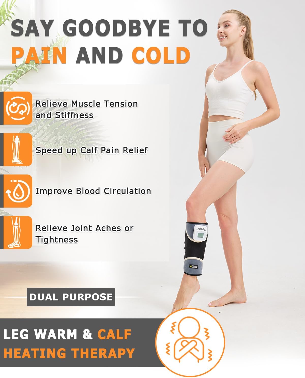 Cordless Leg Massager for Circulation and Pain Relief - 5000mAh Portable Heating Pad for Leg and Calf with 3-Level Vibration Massage, 104-140℉ Adjustable Temperature & 30/45/60 Min Timer