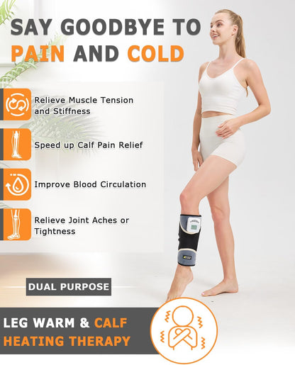 Cordless Leg Massager for Circulation and Pain Relief - 5000mAh Portable Heating Pad for Leg and Calf with 3-Level Vibration Massage, 104-140℉ Adjustable Temperature & 30/45/60 Min Timer