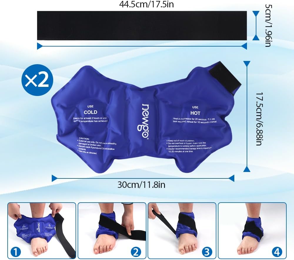 NEWGO Ankle Ice Wrap – Reusable Cold Pack for Swelling & Post-Surgery | Reusable Gel Ice Wrap for Ankle, Cold Therapy for Sprains, Swelling, and Post-surgery Recovery, Ideal for Ankle Injuries