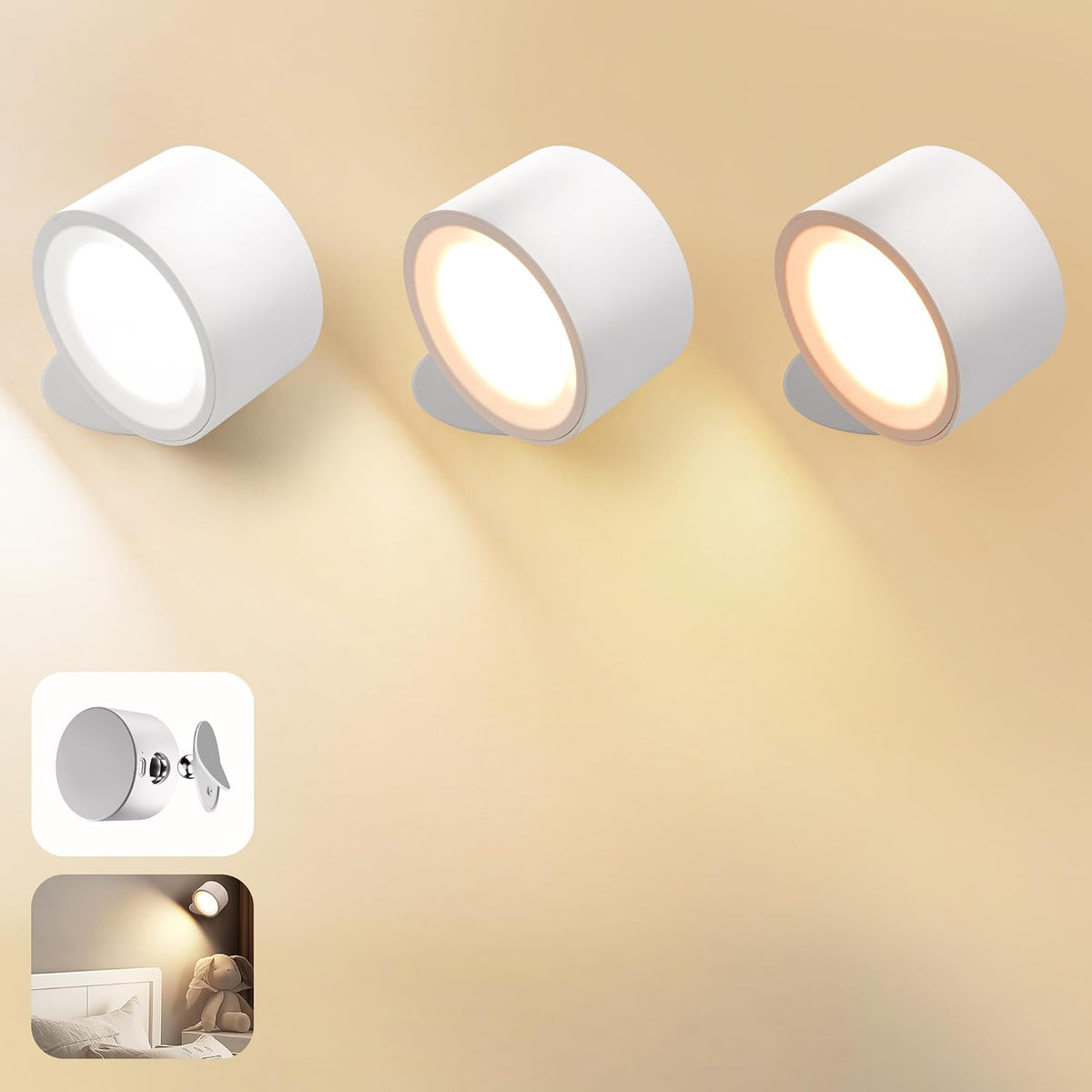 Wall Mounted Lamp, Battery Operated Wall Lights, Wood