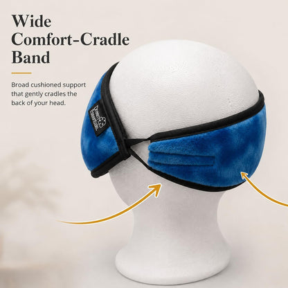 Dream Essentials Utopia Blackout Sleep Mask with Wide Cradle Band, Adjustable Plush Eye Mask for Side Sleepers, Flexible Nose Bridge, Handmade in USA, Travel & Naps