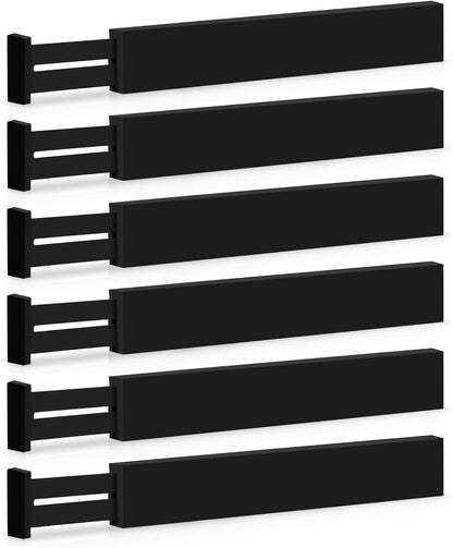 6-Pack Drawer Dividers 2.6-Inch High Dresser Drawer Organizer 16 to 22 Inch | Bamboo, Spring Loaded, No Tools Needed, Fits Wide Drawers for Socks, Clothes, Utensils, Bedroom, Bathroom, Kitchen, Office