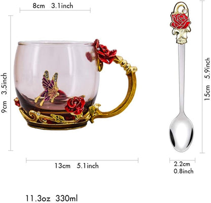 Luka Tech 35OZ Enamel Glass Flower Teapot Gifts For Women