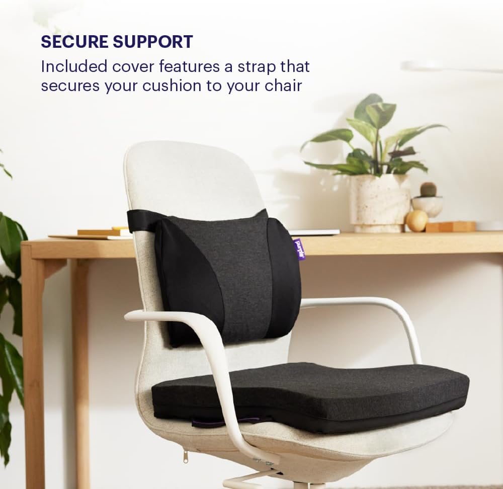 Purple Back Cushion, Lumbar Support Pillow for Office Chair, Car Seat