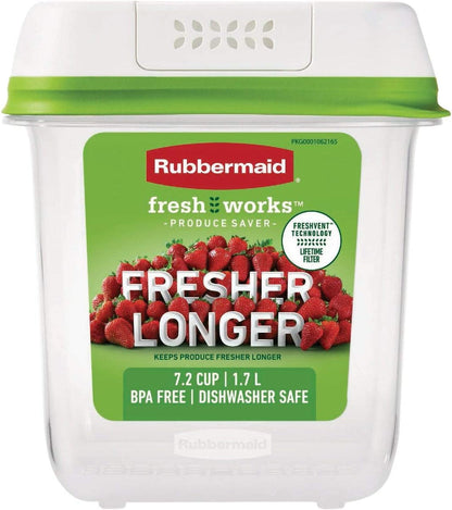 Rubbermaid FreshWorks Saver, Large Short Produce Storage Container, 11.3-Cup, Clear