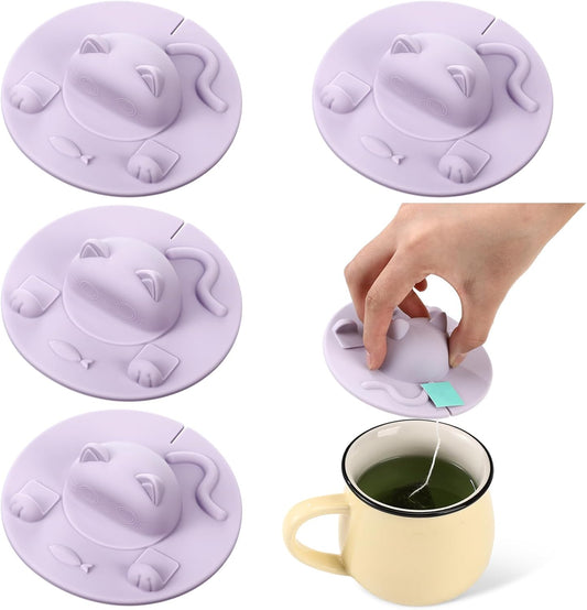 4 Pcs Tea Bag Squeezer 4 Inch Silicone Tea Bag Holder, Purple