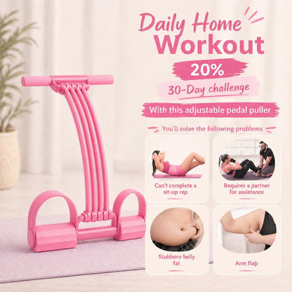 2026 NEW Pedal Resistance Band with Handle,8 Tube Detachable Elastic 3-in-1 Multifunctional Foot Pedal Resistance Assistance Expander for Foot Pedal Pull, Back Stretch & Chest Expand