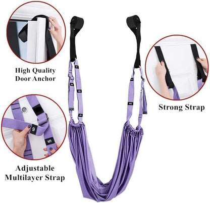 Yoga Stretching Strap, Adjustable Leg Stretcher Waist Back Stretch Band with Door Anchor, Flexibility Backbend Trainer for Aerial Yoga, Pilates, Ballet, Dance