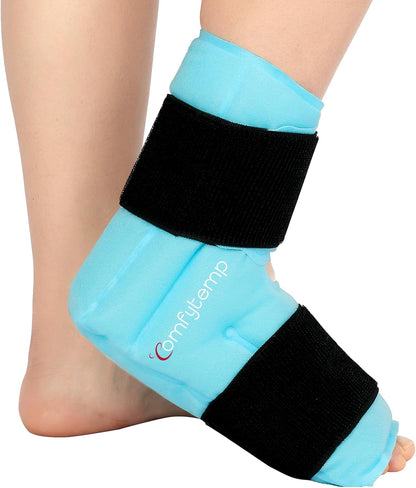 Comfytemp Ankle Foot Ice Pack Wrap for Plantar Fasciitis Relief, FSA Eligible HSA, Ankles Brace for Sprain Pain, Heel Spur, Swelling, Achilles Tendonitis, Hot Cold Gel Ice Pack for Injuries Reusable