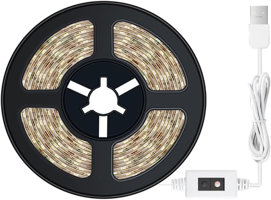 USB Motion Sensor LED Light Strip 10ft 16.5ft Auto On/Off Warm White White LED Tape Lights for Under Cabinet Bed Stairs