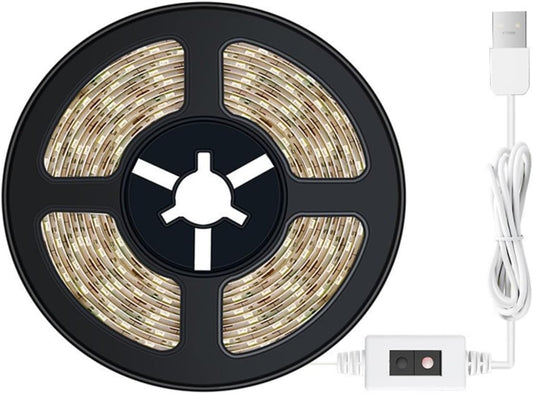 USB Motion Sensor LED Light Strip 10ft 16.5ft Auto On/Off Warm White White LED Tape Lights for Under Cabinet Bed Stairs