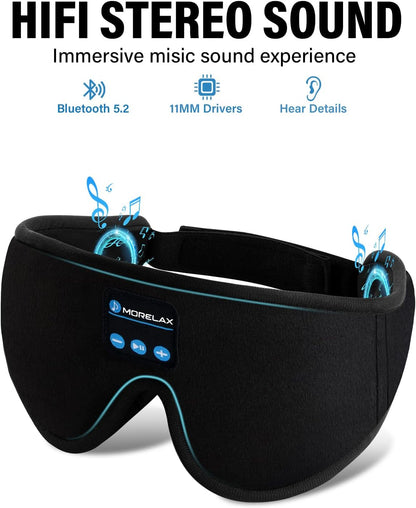 Sleep Headphones,Sleep Mask for Side Sleeper,3D Eye Mask for Sleeping with Stereo Speakers,Bluetooth Headphone,Perfect for Gifts for Women/Men Black