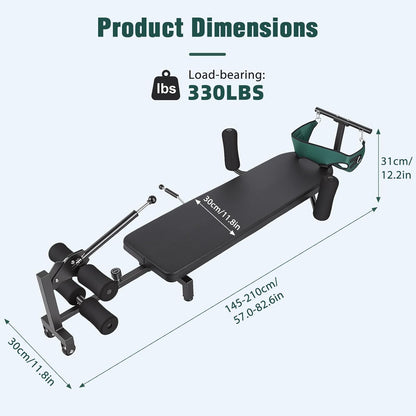 Full Body Traction Table, Adjustable Massage Cervical Traction Bench, Portable Lumbar Stretcher Bed, Home Spine Stretcher Bench for Tension Relief, Lumbar Stretching, 330LBS Capacity Black