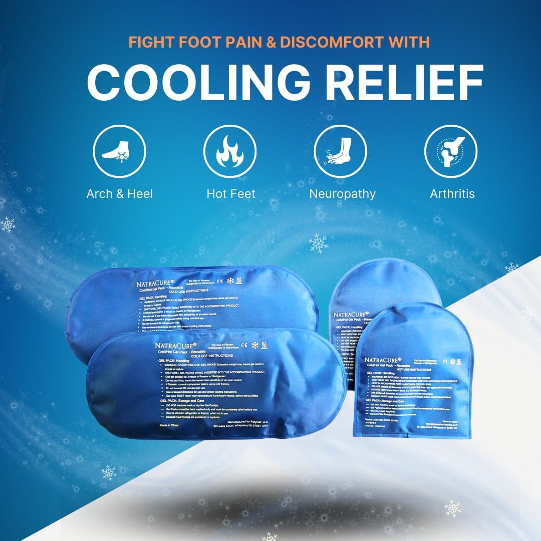 NatraCure Replacement Gel Packs for Cold Therapy Socks - (4-Piece Set) Extra Gel Ice Packs Reusable, Compresses for Injuries, Flexible Ice Packs Reusable, Small Ice Packs, Thin Ice Packs - GP23-24