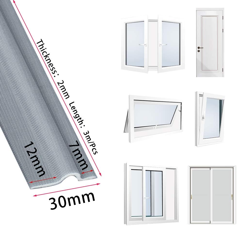 118 Inch Window Draft Stopper Foam Seal Strip Self Adhesive, Window Insulation Tape and Door Side Weather Stripping Soundproof, Door Bottom Sweep Noise Gap Blocker (White, T Shape)