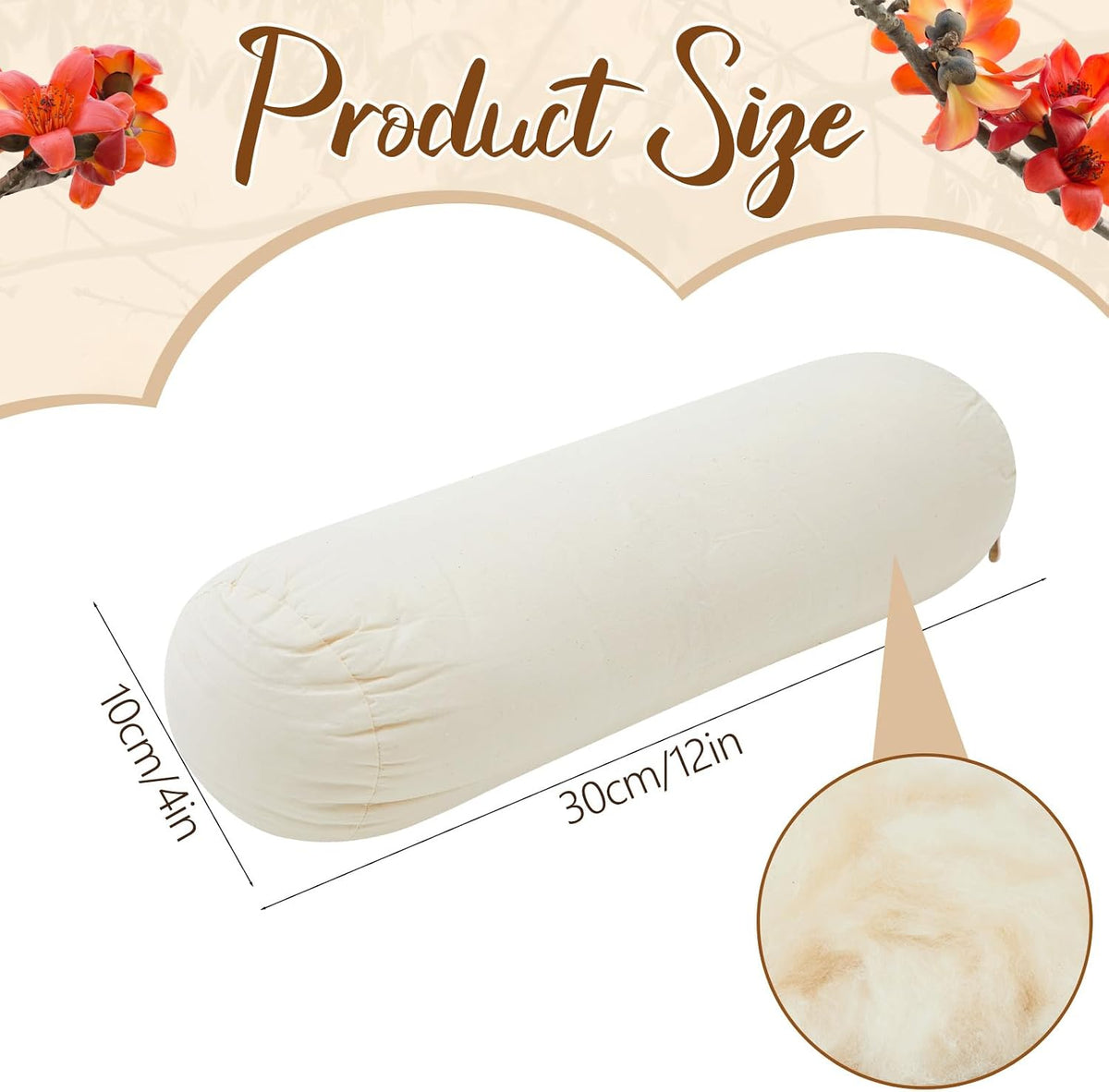 Leinuosen Organic Kapok Neck Roll Pillow for Sleeping, 16" X 6"