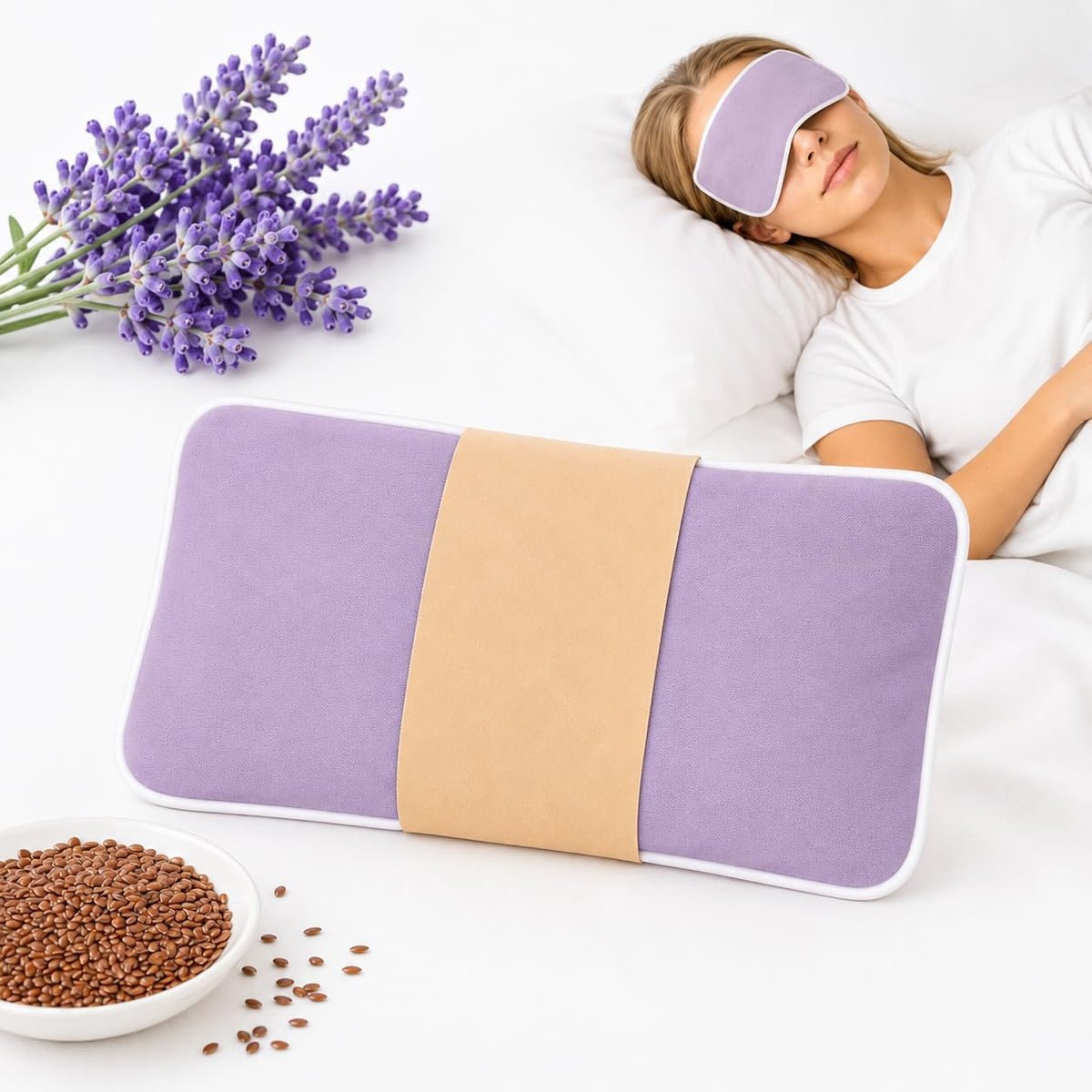 Lavender Weighted Eye Pillow with Washable Linen Cover