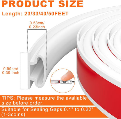 Black Rubber Weather Stripping Door Seal Strip, D Shape Door Weather Seal Strip, Self-Adhesive Soundproofing Frame Insulation Tape for Doors Frame/Window Seal,Blocks Cold Drafts Noise