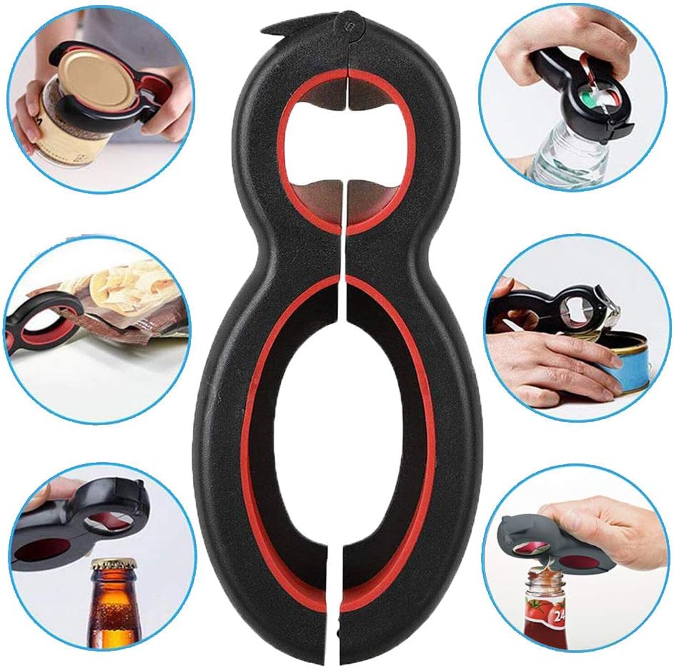 Medsuo Jar Opener, Non-Slip, 6 in 1 Multi Tool Bottle Opener for Seniors | Opening Jars, Pop-tab Cans, Twist Bottle Caps, Compact Size, Arthritic Hand Saver, Kitchen Gadget