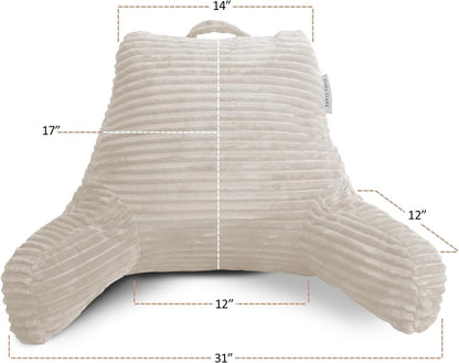 Clara Clark Reading Pillow for Bed Adult – Back Pillow for Sitting in Bed, Standard Bed Pillows for Sitting Up, Foam Chair Pillow, Sage Green Rest Pillow