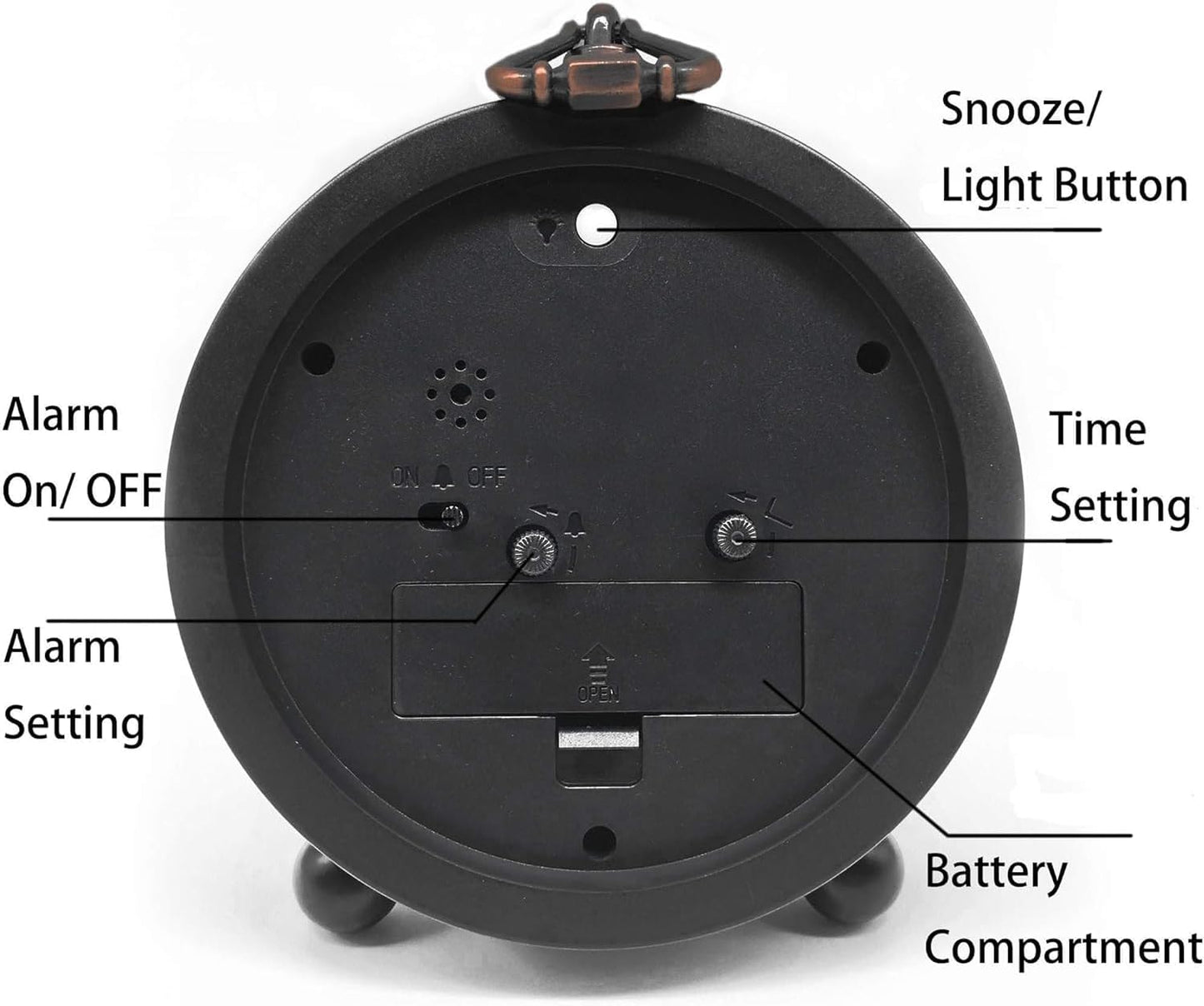 TooTa Vintage Retro Analog Alarm Clock, 4.5 inch Super Silent Non Ticking Small Clock with Night Light, Battery Operated, Simply Design, for Living Room, Bedroom, Bedside, Desk, Gift Clock (Arabic)