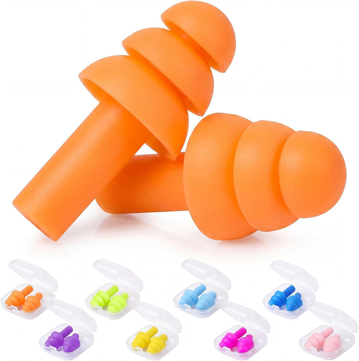 24 Pairs Black Ear Plugs Bulk NRR 29dB Reusable Silicone Ear Plugs with Plastic Cases Soft Foam Plug for Sleeping Noise Cancelling Concerts Shooting Swimming Noise Reduction