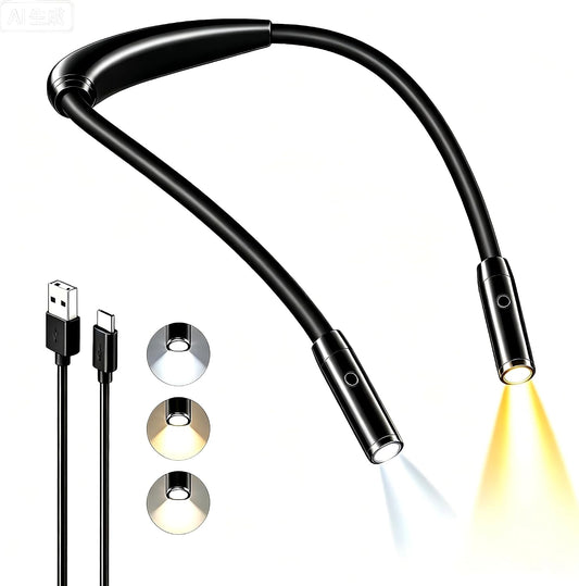 YEELIGHT Neck Light for Reading at Night, 3-Color & 4-Brightness Book Light, Rechargeable 1000mAh USB-C Reading Light, Ultra-Light Weight 110g Hands Free for Bed, Knitting, Repairing