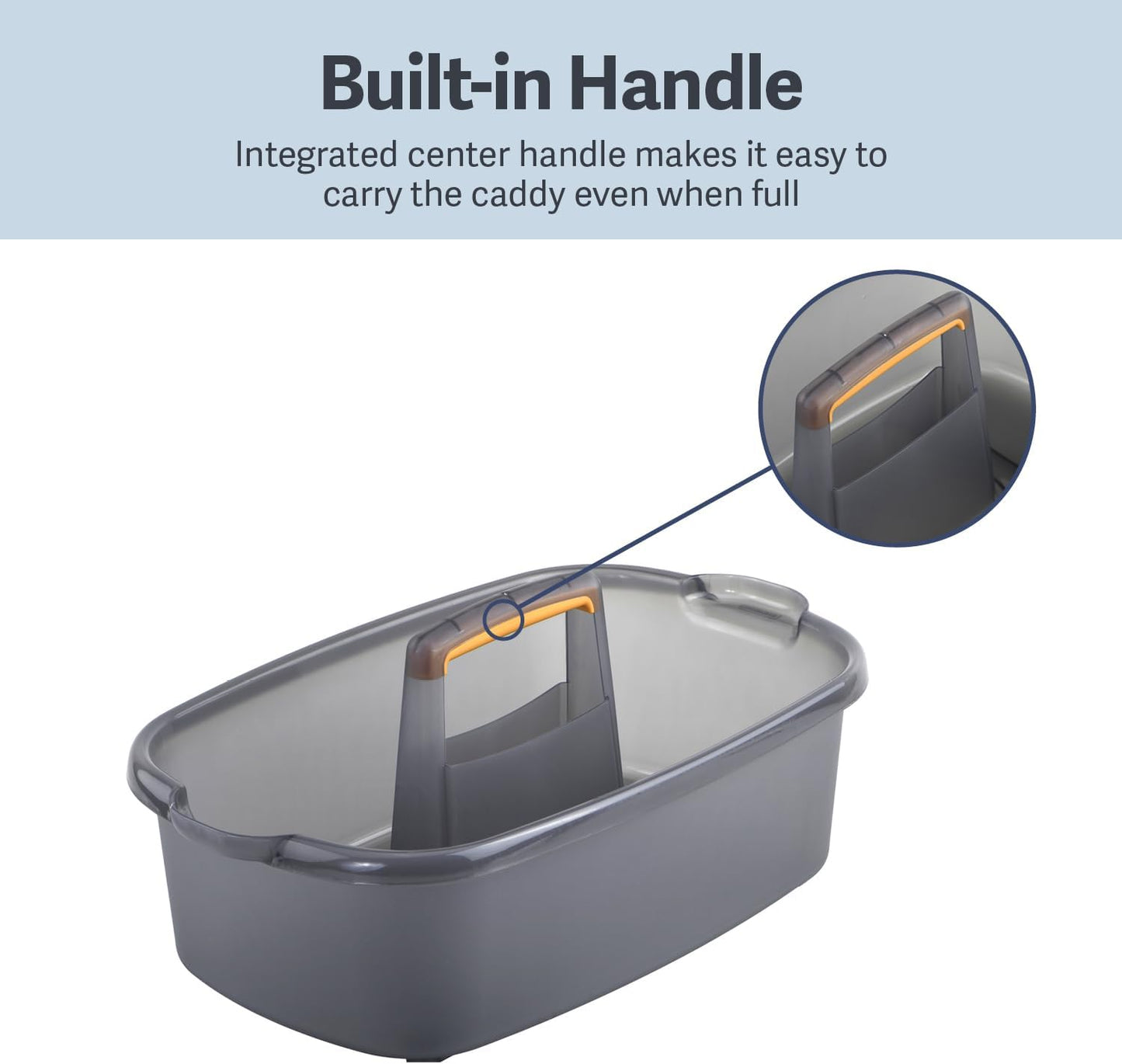 Casabella Plastic Multipurpose Cleaning Storage Caddy with Handle, 1.5-Gallon, Clear