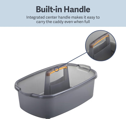 Casabella Plastic Multipurpose Cleaning Storage Caddy with Handle, 1.5-Gallon, Clear