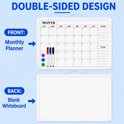 MaxGear Weekly Dry Erase Calendar Board, 11" x 17" Magnetic Whiteboard | Double-Sided Wall Planner: Weekly Calendar on One Side, Blank Whiteboard on The Other, Includes 3 Color Markers and Magnets
