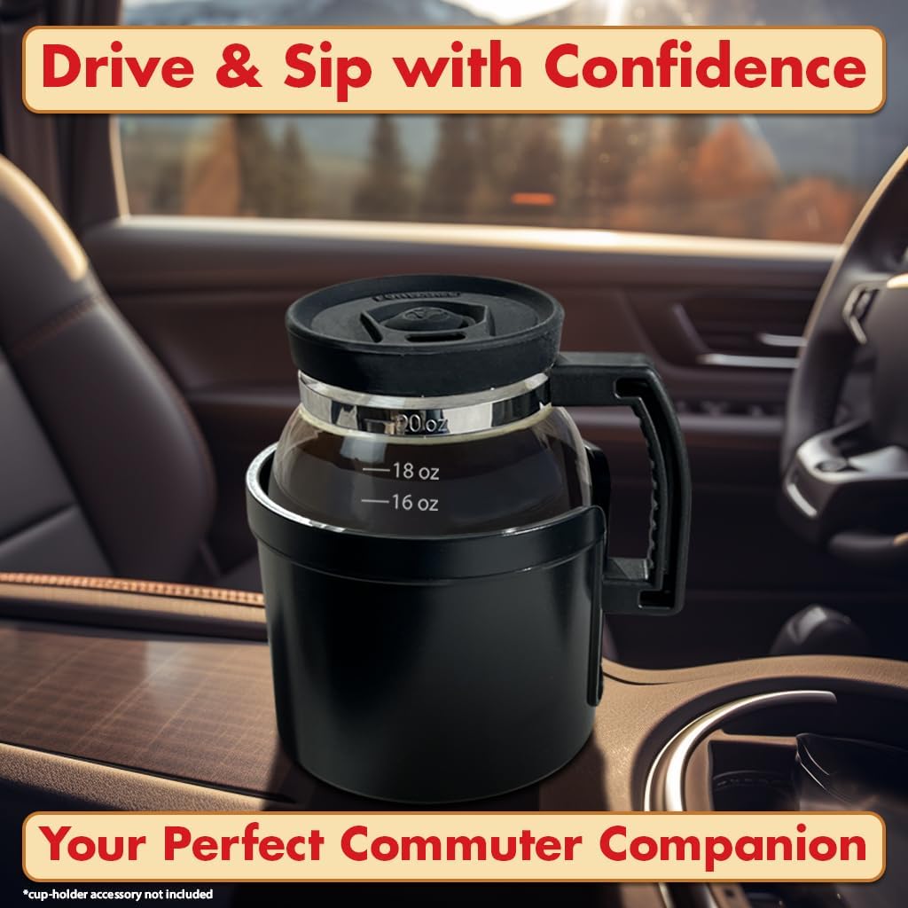 Funwares Cupa Joe Gift Set, 20 oz Glass Coffee Mug + Electric Mug Warmer | Keeps Coffee Hot All Day, One-Touch Warmer with Auto Shut-Off, Spill-Proof Lid, Borosilicate Glass, Desk & Office Gift